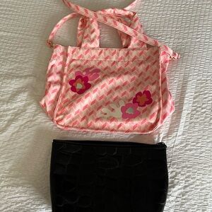 Estée Lauder Tote & Makeup Bag. Pink. Black.